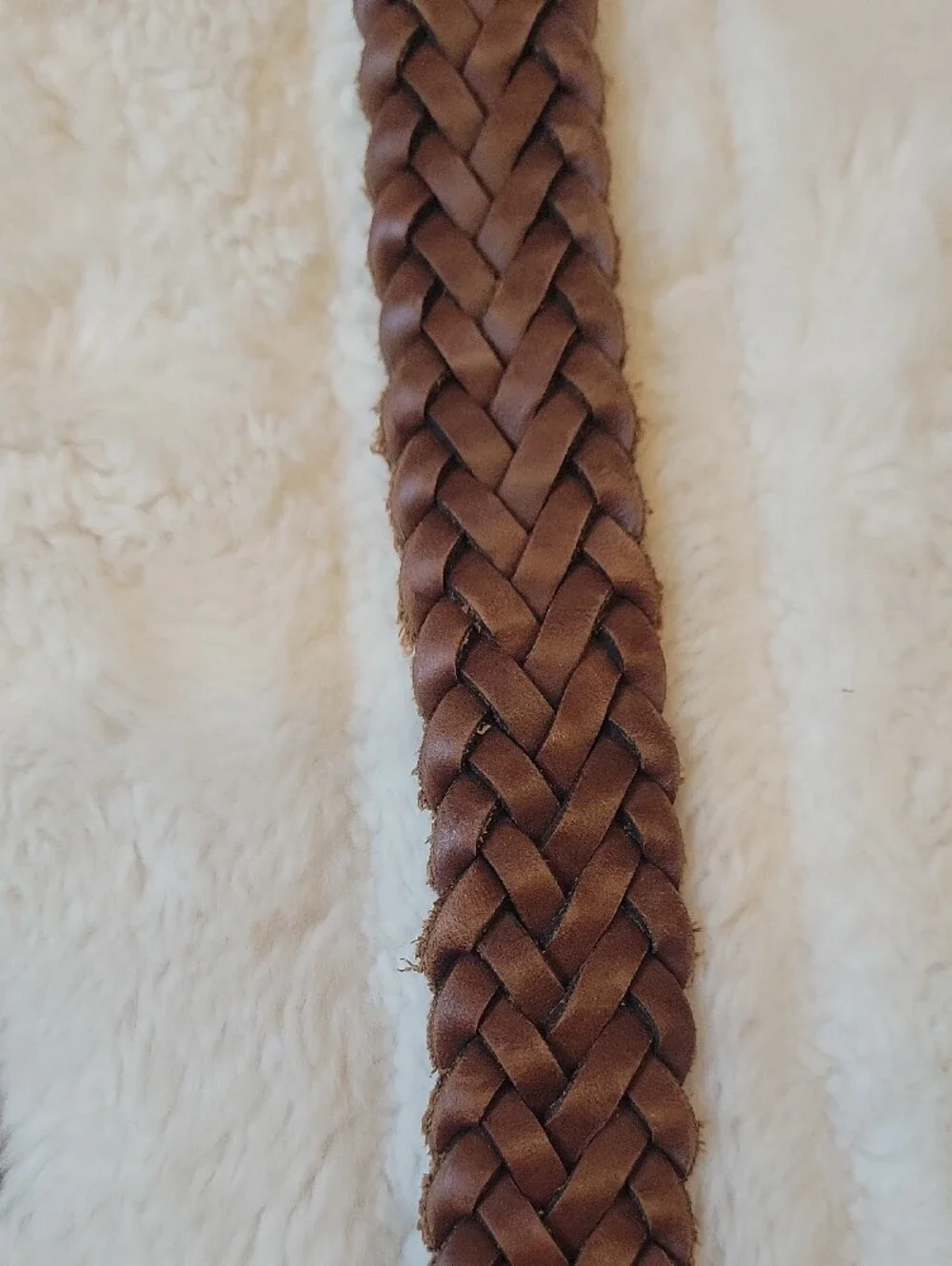 Vintage Braided Brown Leather Belt - Classic Casual Style